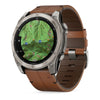 VOGTIME-GARMIN-MONTRES-fēnix® 8 – 51 mm, AMOLED  Sapphire, Titanium avec bracelet en cuir marron - 010-02905-40