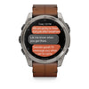 VOGTIME-GARMIN-MONTRES-fēnix® 8 – 51 mm, AMOLED  Sapphire, Titanium avec bracelet en cuir marron - 010-02905-40