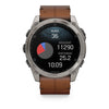 VOGTIME-GARMIN-MONTRES-fēnix® 8 – 51 mm, AMOLED  Sapphire, Titanium avec bracelet en cuir marron - 010-02905-40