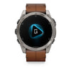 VOGTIME-GARMIN-MONTRES-fēnix® 8 – 51 mm, AMOLED  Sapphire, Titanium avec bracelet en cuir marron - 010-02905-40