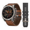 VOGTIME-GARMIN-MONTRES-fēnix® 8 – 51 mm, AMOLED  Sapphire, Titanium avec bracelet en cuir marron - 010-02905-40