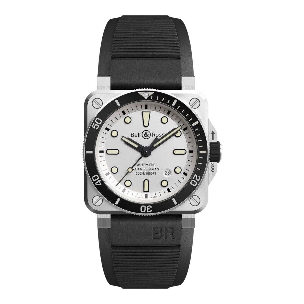 VOGTIME-MONTRES-AUTOMATIQUE-BELL-ET-ROSS-BR 03-92 DIVER WHITE -  BR0392-D-WH-ST/SRB