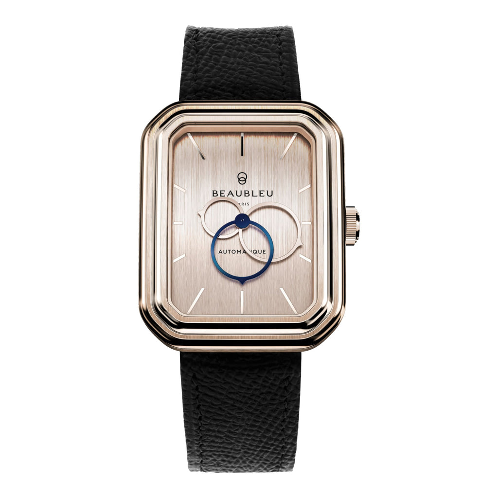 VOGTIME-MONTRES-AUTOMATIQUE-Ecce Figura Sienna - brossé - pvd or rose cuir noir