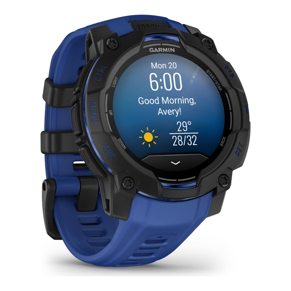 VOGTIME-MONTRES-GARMIN - Instinct® 3 – 45 mm, AMOLED  Noire avec bracelet bleu électrique - 010-02936-03