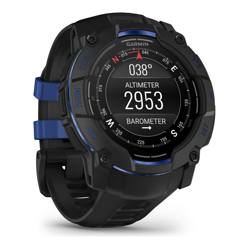 VOGTIME-MONTRES-GARMIN - Instinct® 3 – 50 mm - AMOLED  Noire avec bracelet noir/bleu électrique - 010-03020-03
