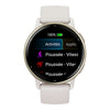 VOGTIME-MONTRES-GARMIN - vívoactive® 5 - Boitier ivoire avec lunette en aluminium Soft Gold et bracelet silicone ivoire - 010-02862-11