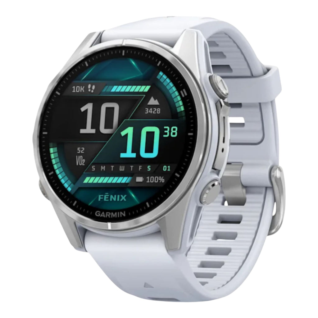VOGTIME-MONTRES-fēnix® 8 – 43 mm, AMOLED  Sapphire, Acier Silver avec bracelet en silicone blanc - 010-02903-00