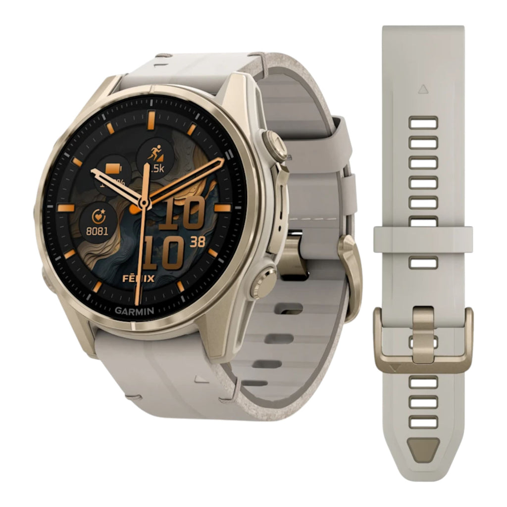 VOGTIME-MONTRES-fēnix® 8 – 43 mm, AMOLED  Sapphire, Soft Gold avec bracelet en silicone gris cendré/grès foncé - 010-02903-40