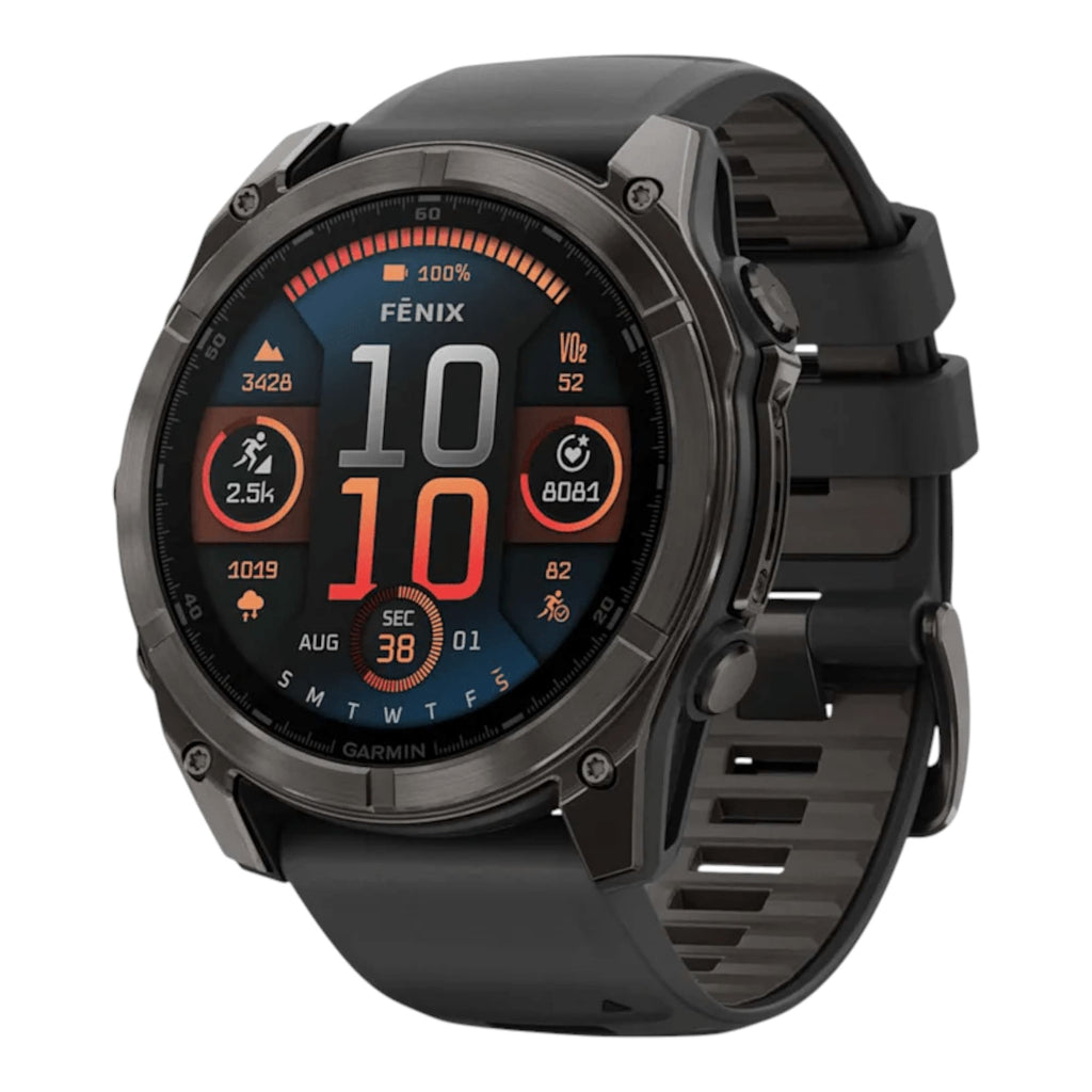 VOGTIME-MONTRES-fēnix® 8 – 51 mm, AMOLED Sapphire, Titane Carbon Gray DLC avec bracelet en silicone noir/gris galet - 010-02905-21