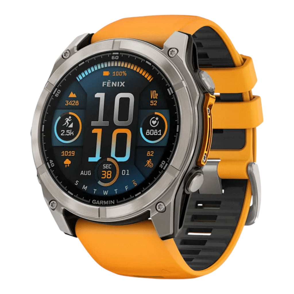 VOGTIME-MONTRES-fēnix® 8 – 51 mm, AMOLED  Sapphire, Titanium avec bracelet en silicone orange/graphite - 010-02905-11