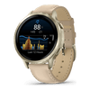 Venu® 4 - 41 mm  Lunar Gold avec bracelet en silicone ivoire et bracelet en cuir beige - 010-03013-03