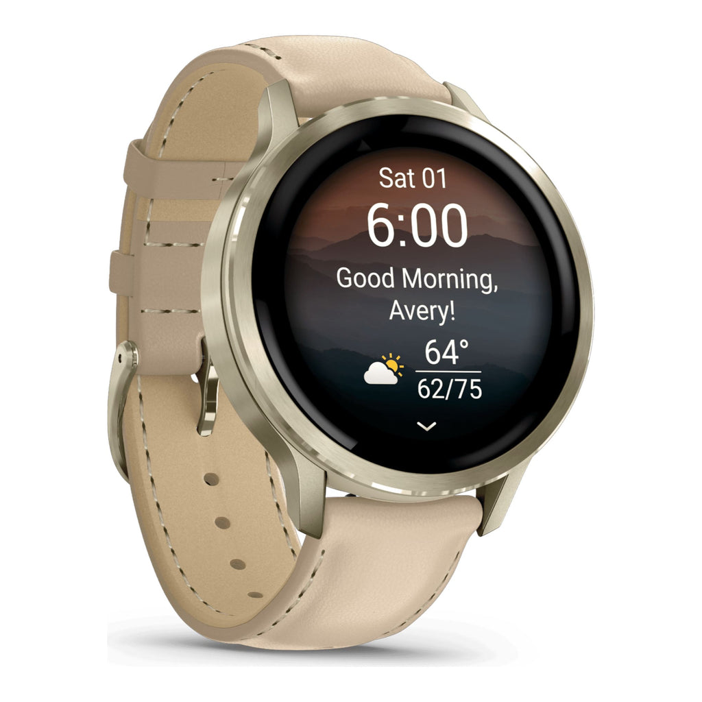 Venu® 4 - 41 mm  Lunar Gold avec bracelet en silicone ivoire et bracelet en cuir beige - 010-03013-03