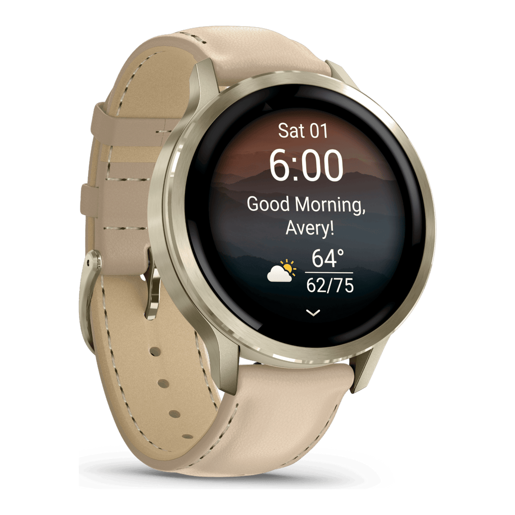 Venu® 4 - 41 mm  Lunar Gold avec bracelet en silicone ivoire et bracelet en cuir beige - 010-03013-03