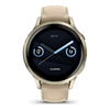 Venu® 4 - 41 mm  Lunar Gold avec bracelet en silicone ivoire et bracelet en cuir beige - 010-03013-03