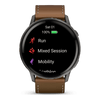 Venu® 4 - 45 mm  Gray avec bracelet en silicone noir et bracelet en cuir marron - 010-03014-03