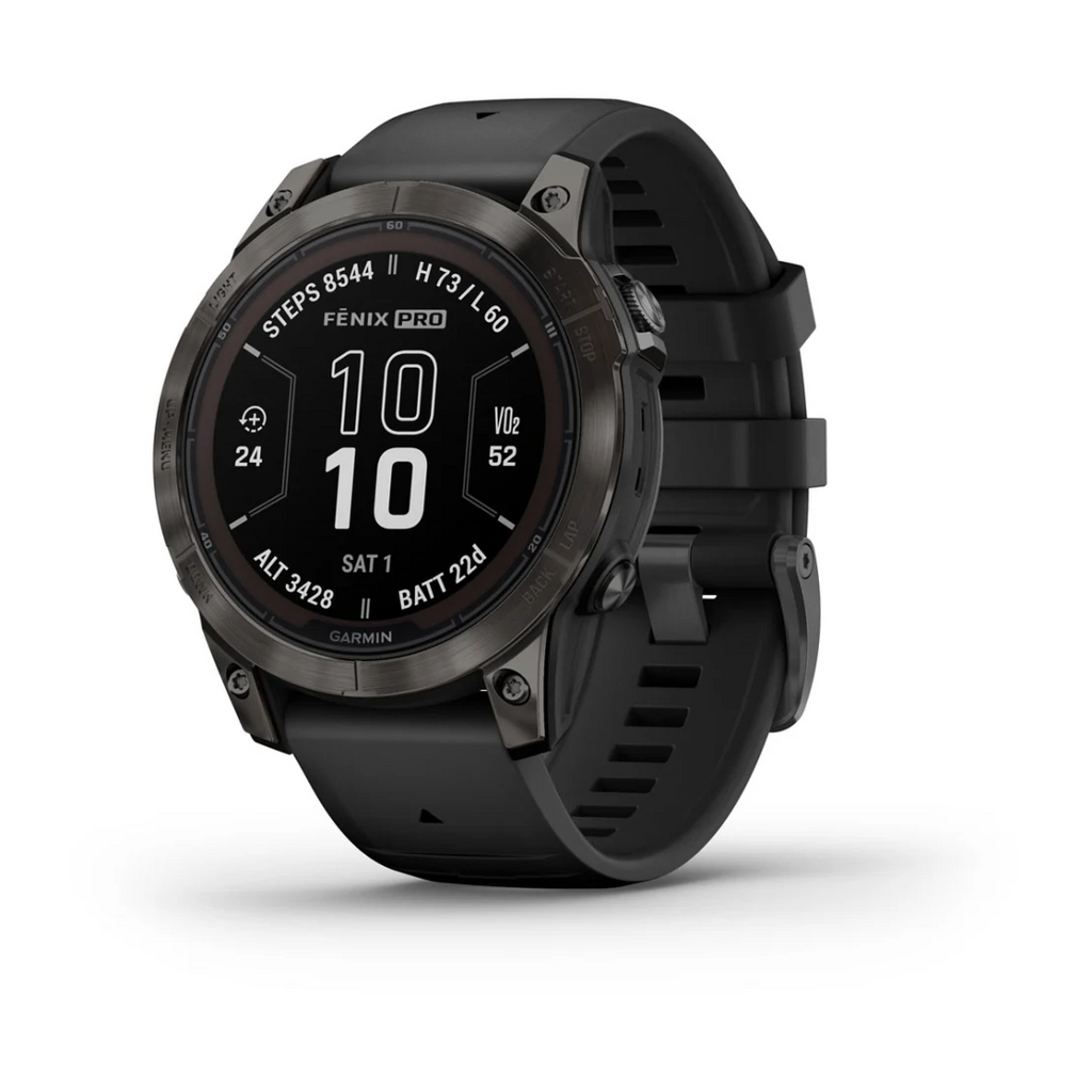 fēnix® 7 Pro Sapphire Solar Edition Titane avec revêtement en Carbon Gray DLC et bracelet noir - 010-02777-11