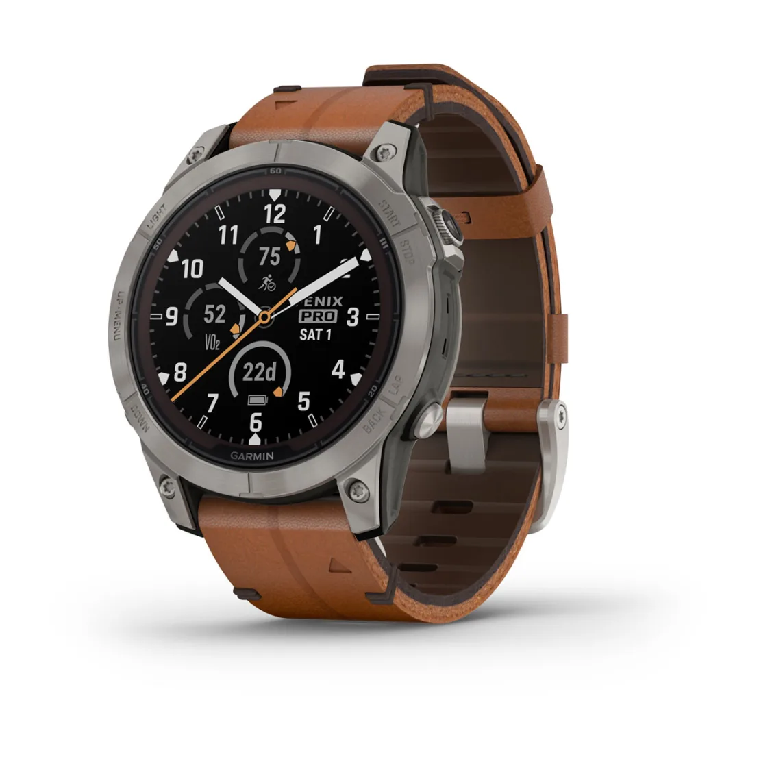 fēnix® 7 Pro Sapphire Solar Edition Titane avec revêtement Titanium et  bracelet en cuir marron