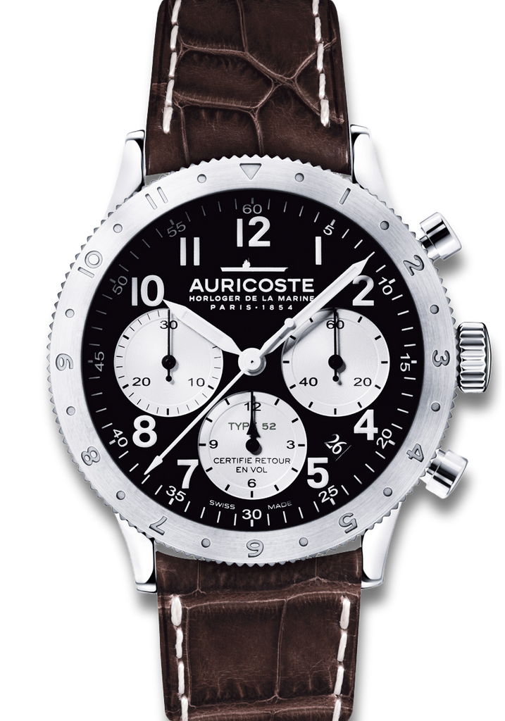 Chronographe Flyback Type 52 Lunette tournante compteurs argent