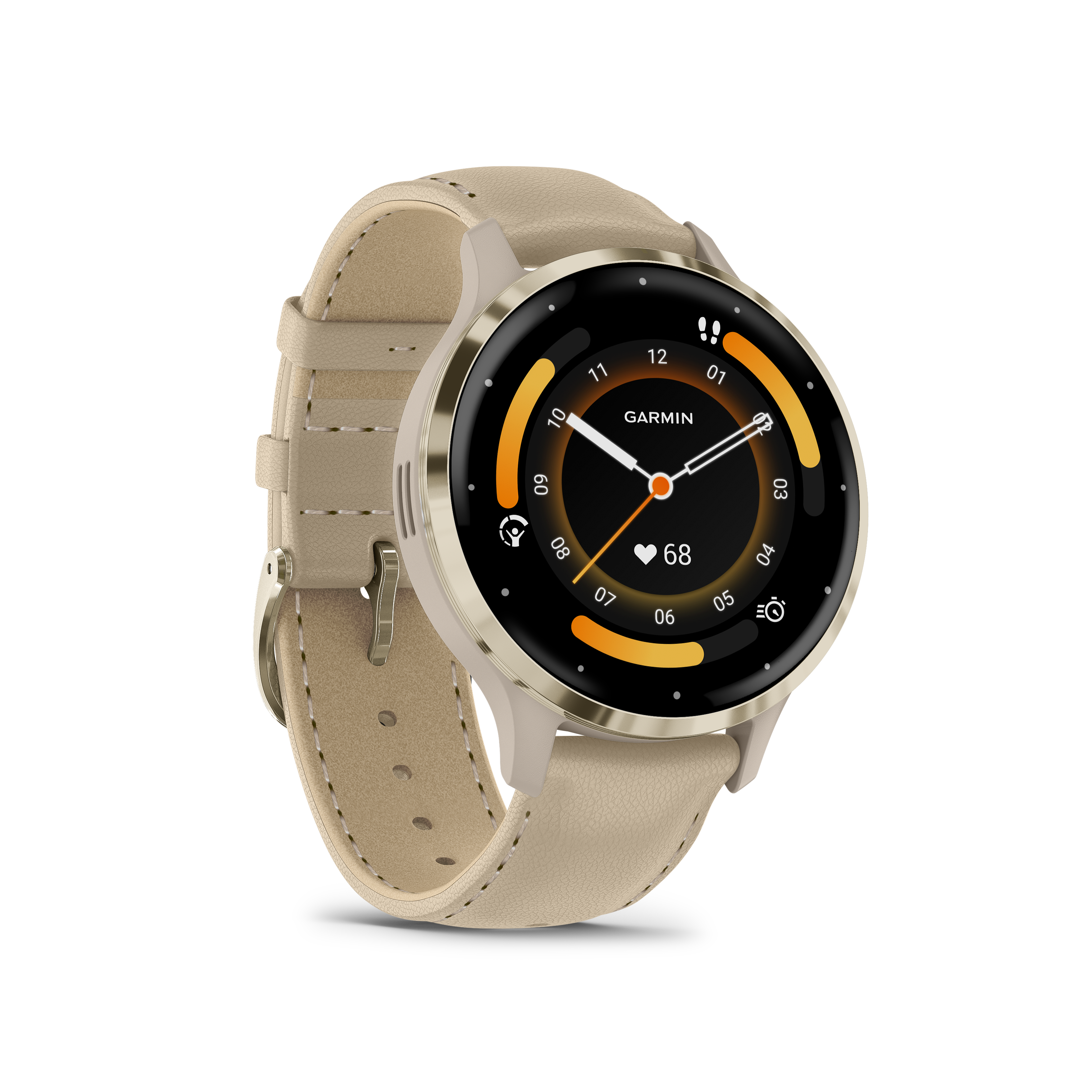 Montre GARMIN Venu® 3S Lunette en acier inoxydable Soft Gold avec boîtier  et bracelet en