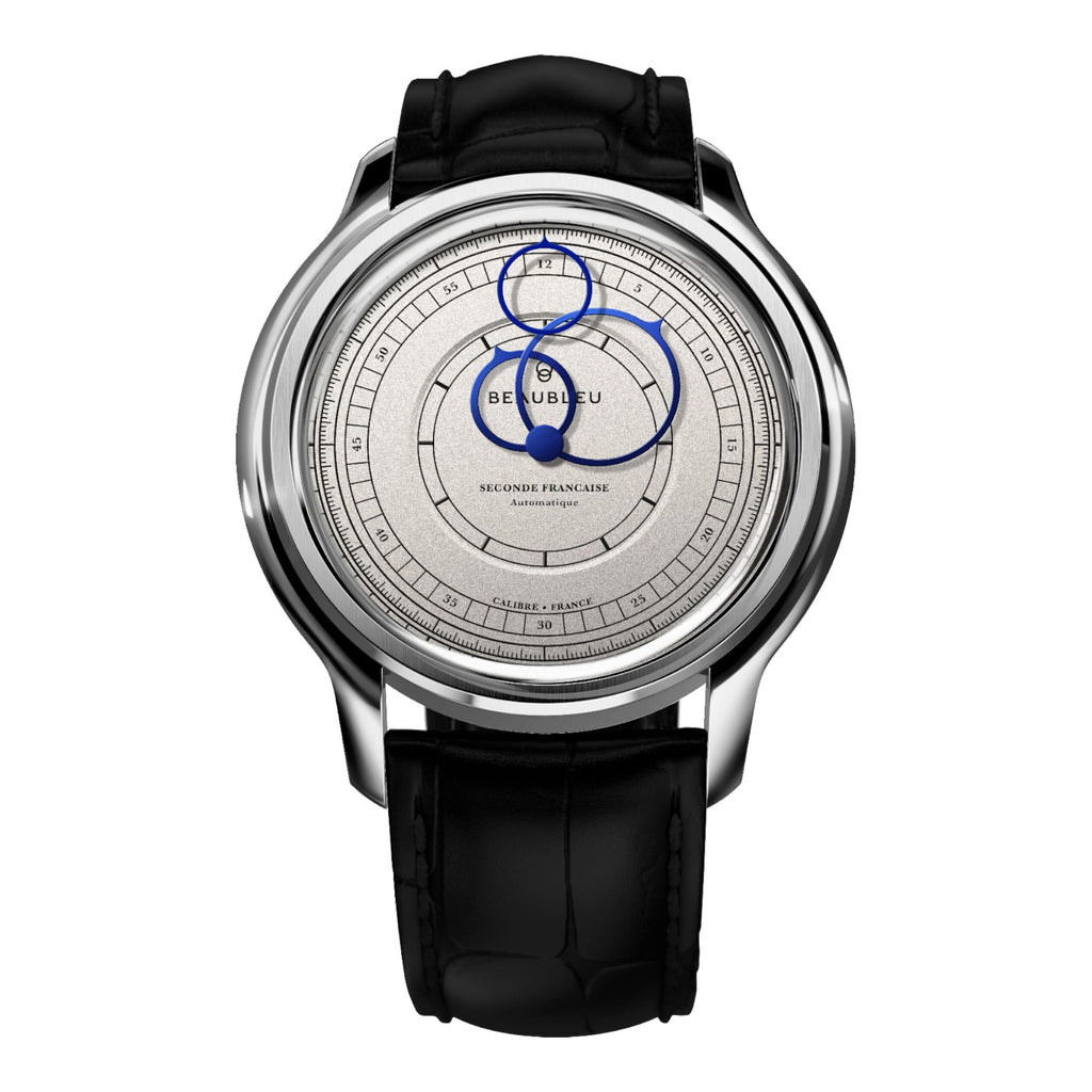 vogtime-montres-beaubleu-Seconde Française 19.24 Blanc Ivoire - Noir Caïman