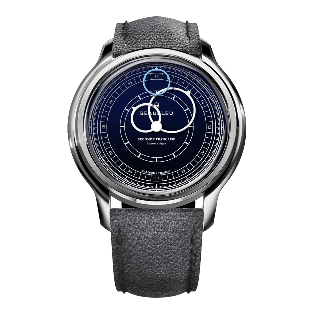 vogtime-montres-beaubleu-Seconde Française 19.24 Bleu de minuit  - Gris Grainé