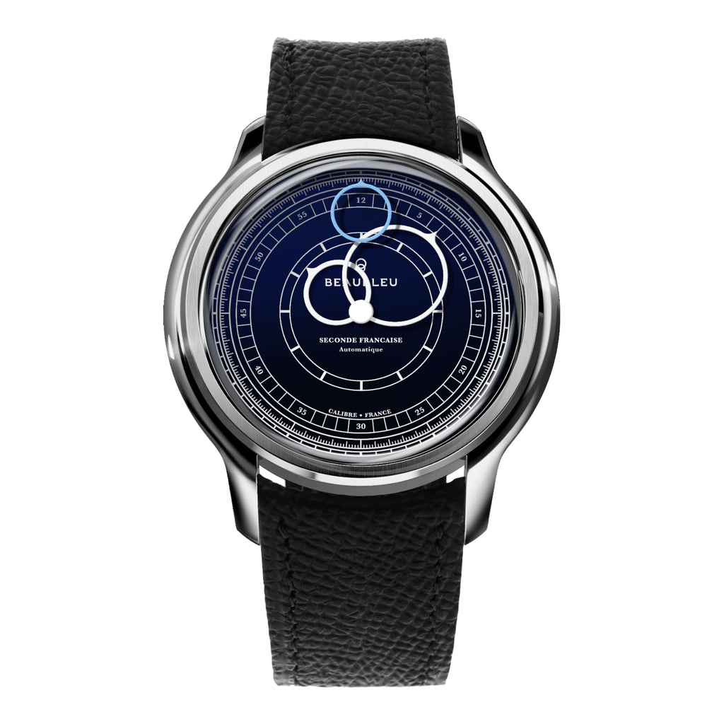 vogtime-montres-beaubleu-Seconde Française 19.24 Bleu de minuit  - Noir Grainé