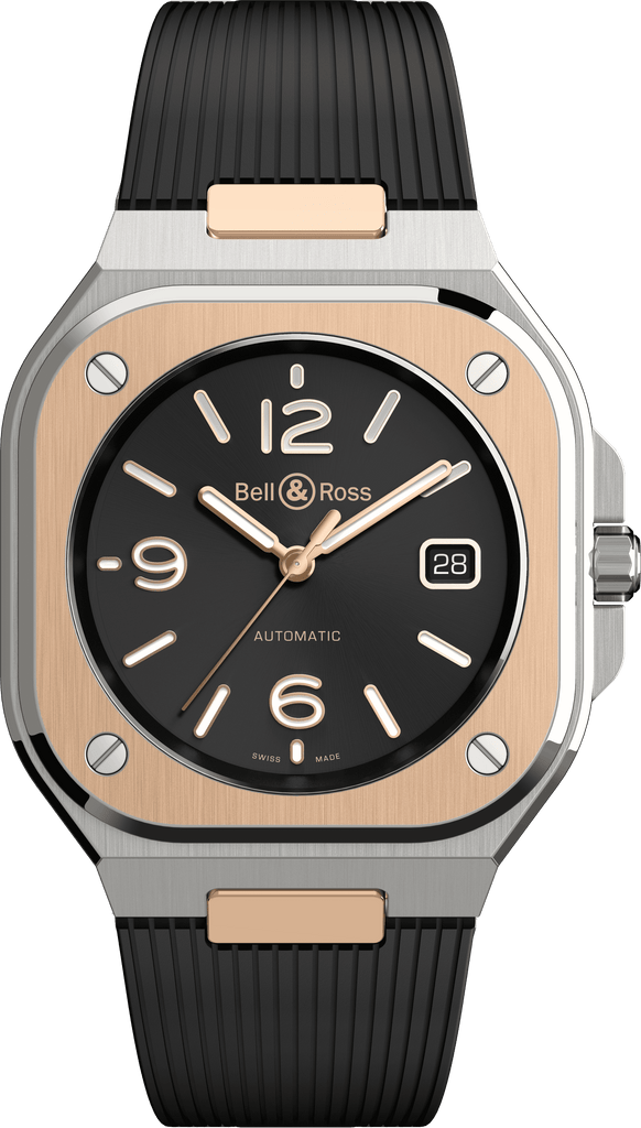 Montres BR 05 BLACK STEEL & GOLD - BR05A-BL-STPG/SRB - 40 mm