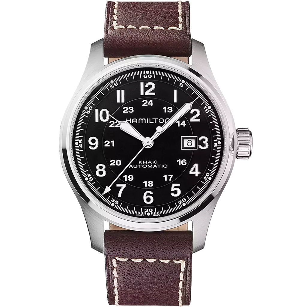 Montres Khaki Field Auto - H70625533 - 44 mm / Acier / Cuir