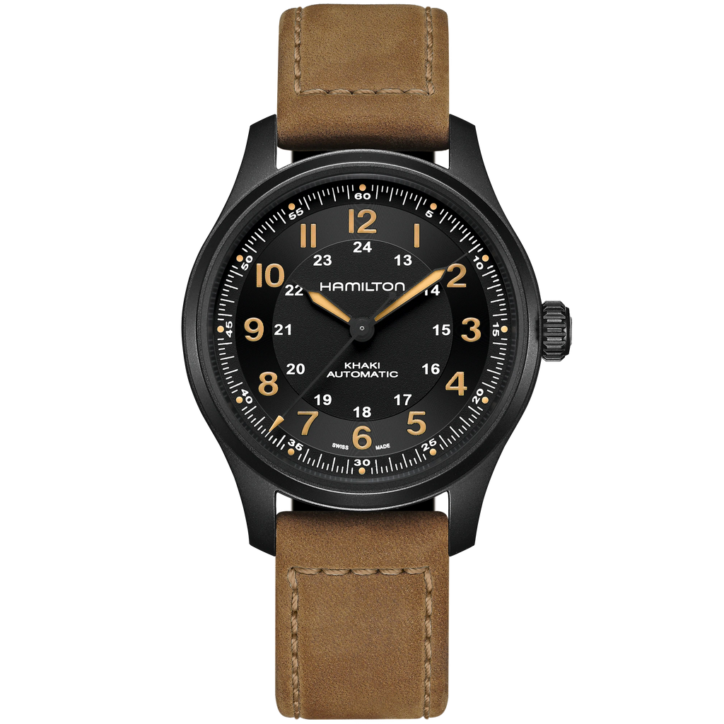 Montres Khaki Field Titanium Auto - H70665533 - 42 mm / Cuir