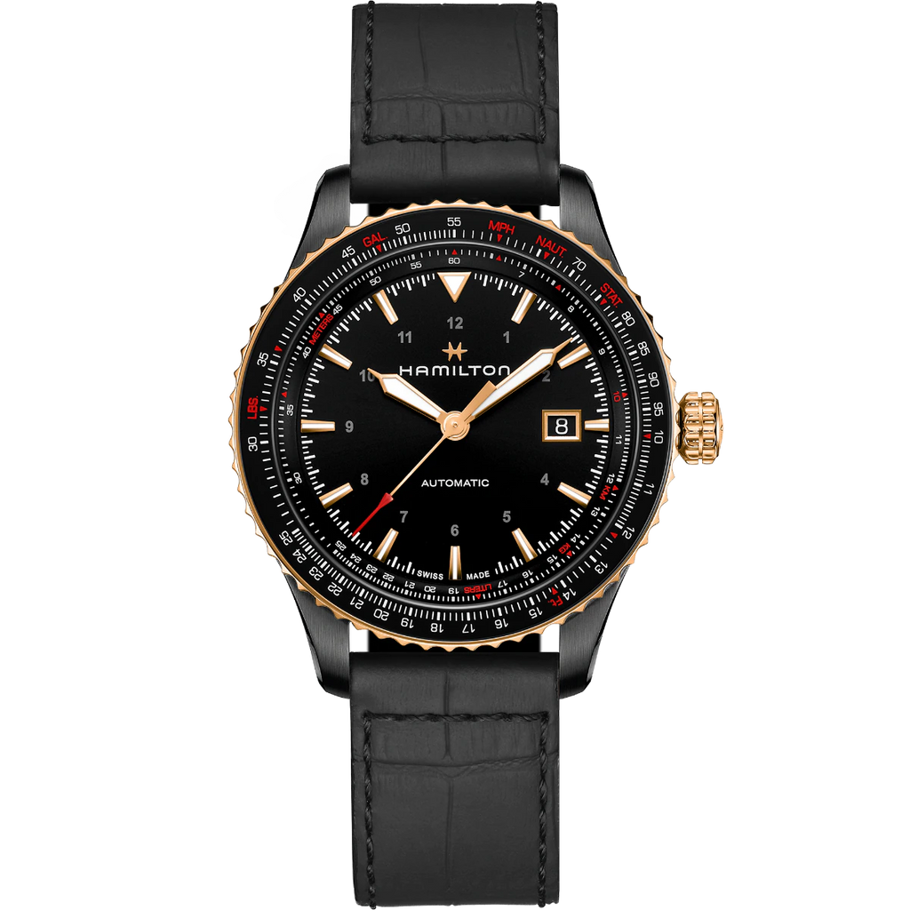Montres Converter Auto - H76635730 - 42 mm / Pvd Noir / Cuir